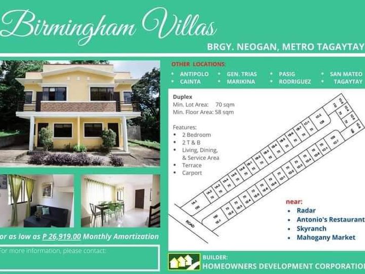 Duplex / Twin House For Sale in Tagaytay Cavite