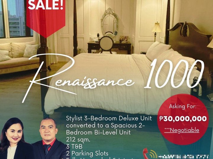 212.00 sqm 2-bedroom Luxury Condo For Sale in Renaissance 1000 Ortigas Pasig