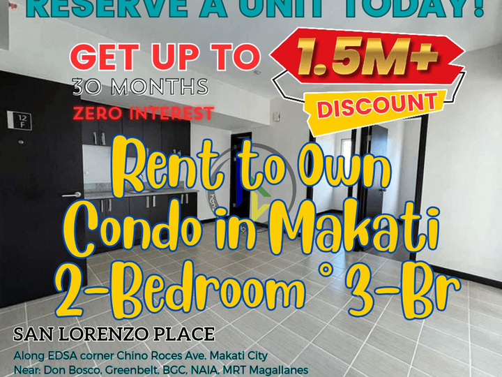 Corner unit 2 Bedroom 1BR Rent to Own Condo in Makati San Lorenzo Place near Greenbelt NAIA MRT BGC