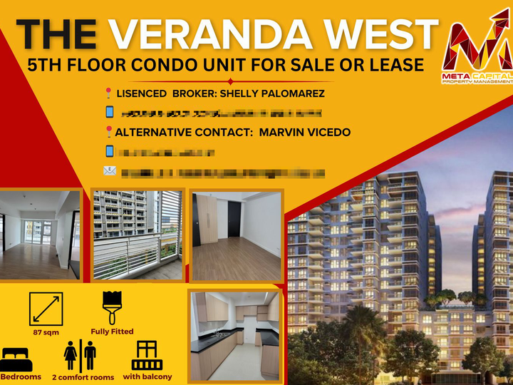5th floor Fully fitted at Veranda West, Arca south Taguig