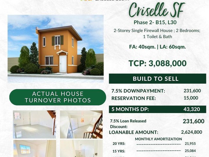 2-bedroom Criselle Single Detached House For Sale in Bacolod City