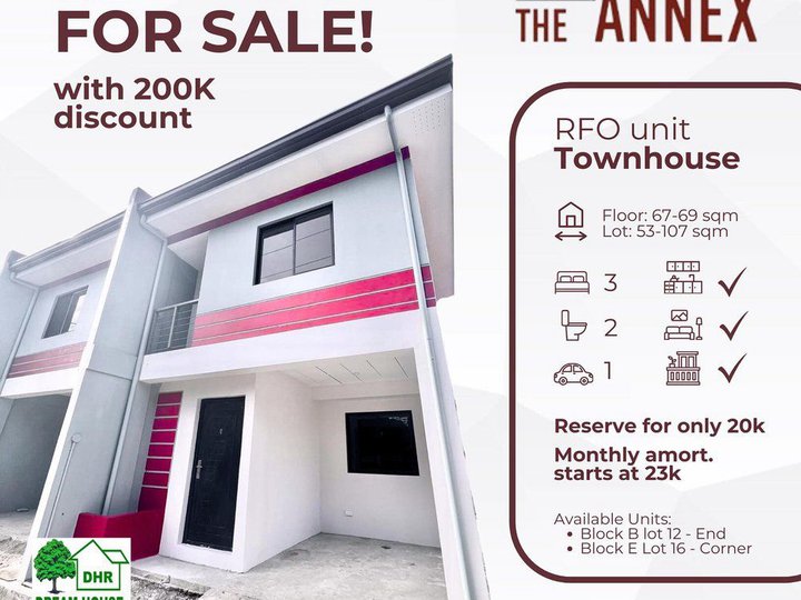 3-Bedroom RFO Townhouse for Sale in Binan City Laguna