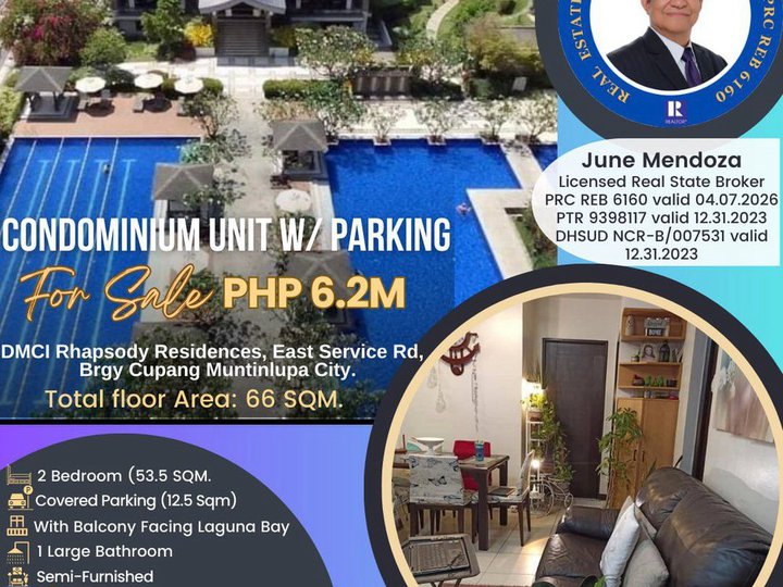 53.50sqm 2 Bedroom Condo with Parking For Sale Rhapsody Residences