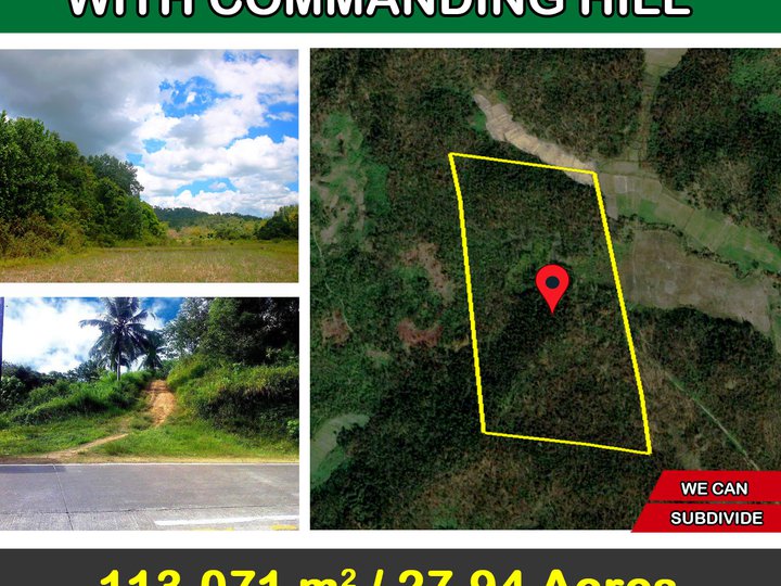 113,071 m2 / 27.94 Acres Homestead Farmland with Commanding Hill