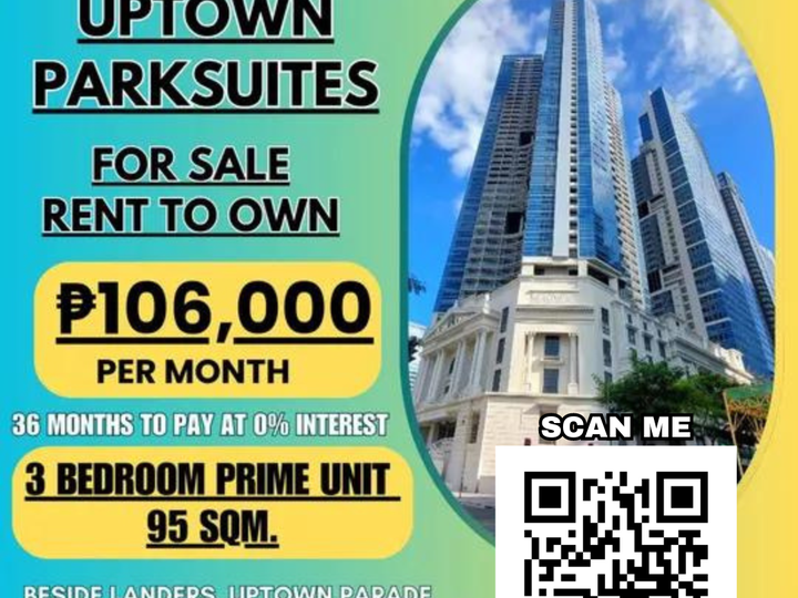 95.00 sqm 3-bedroom Condo For Sale in Uptown BGC near uptown mall