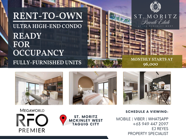 RENT-TO-OWN HIGH-END CONDO MCKINLEY WEST TAGUIG (RFO/FULLY-FURNISHED)
