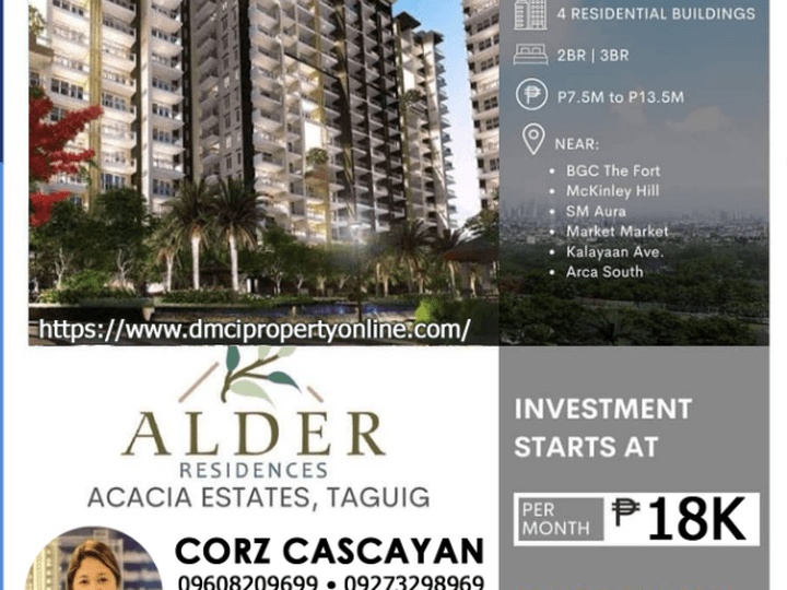 2BR Condo Alder Acacia Estates Preselling DMCI HOMES Near BGC