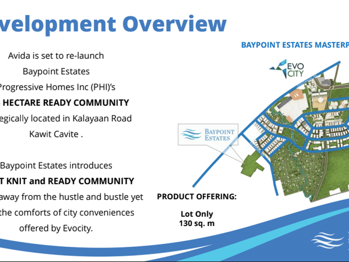 Avida Baypoint Estate Residential Lot For Sale 158 sqm in Kawit Cavite