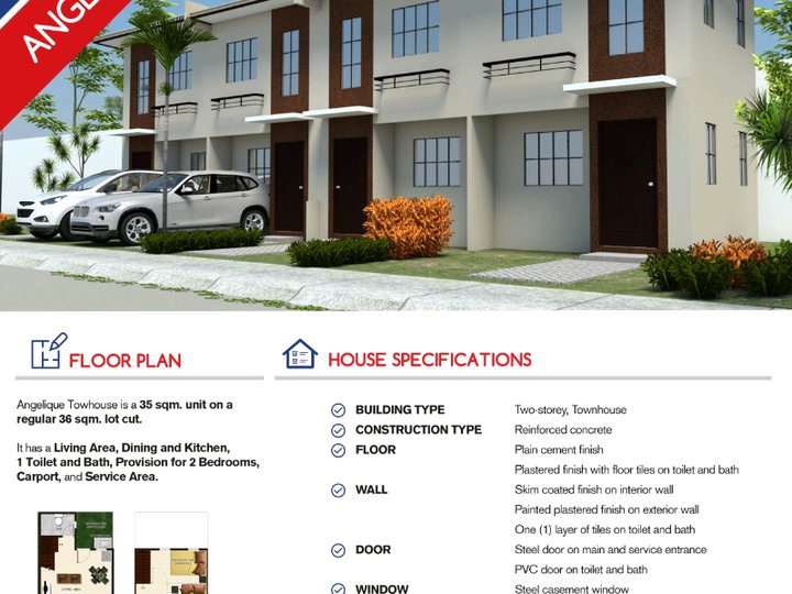 Rent to own 2-bedroom Townhouse For Sale in Cabanatuan Nueva Ecija