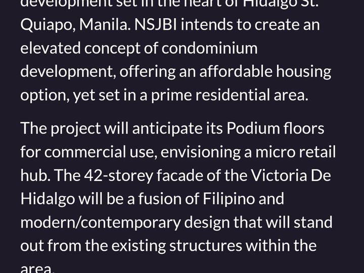 Welcome To Victoria De Hidalgo Pre-Selling Condominium in Quiapo