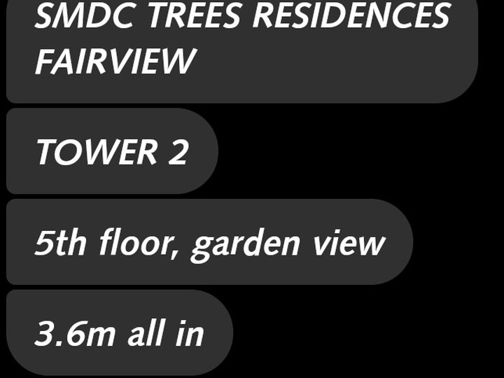 SMDC TREES RESIDENCES  RESALE