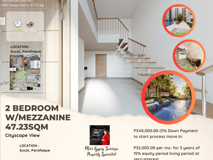 32K MONTHLY 48.00 sqm 2-bedroom Condo For Sale in Paranaque Metro Manila