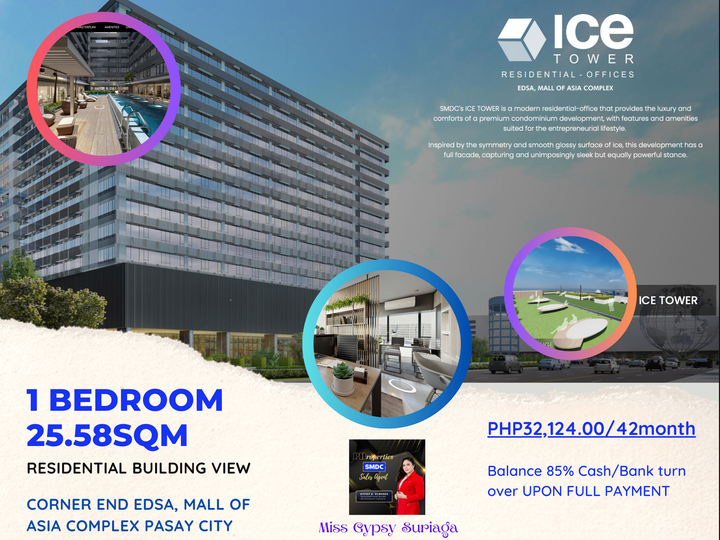 Office+residential 1-bedroom Condo For Sale in Bay City / Manila Bay Mall of Asia Complex