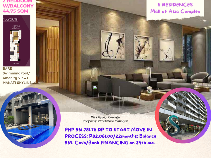 44.75 sqm 2-bedroom MAKATI SKYLINE & Pool View Condo For Sale in Pasay MANILA, ENTERTAINMENT CITY