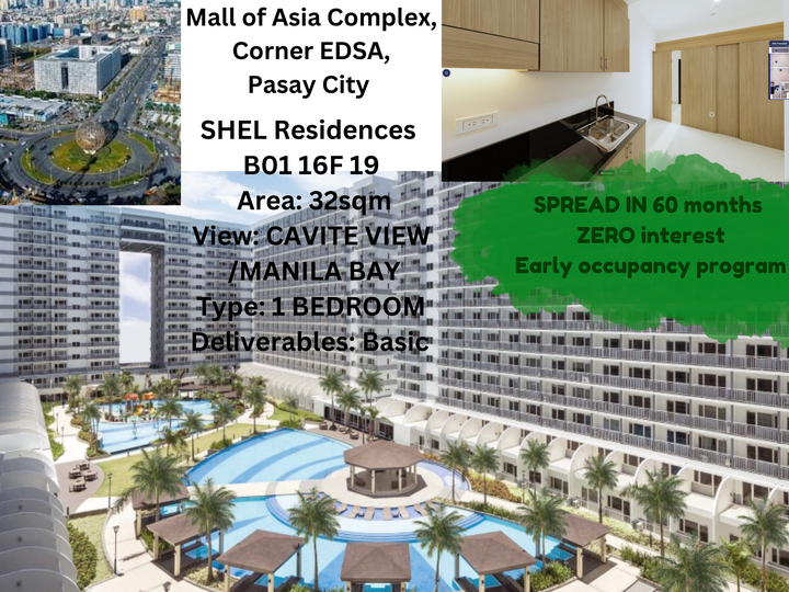 SMDC Shell Residence 1-bedroom Residential Condo For Sale in Manila Bay Pasay Mall of Asia