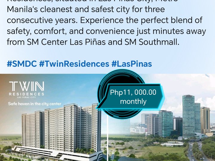 Beside Robinsons Mall Las Pinas 1-bedroom Condo For Sale in Las Pinas Metro Manila