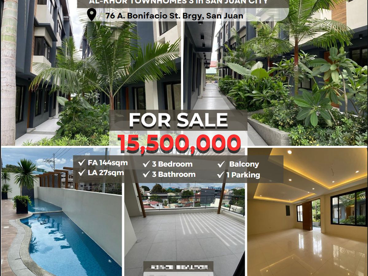 AFFORDABLE MODERN TOWNHOUSE 3BR w/ PARKING and ROOF DECK - SAN JUAN METRO MANILA