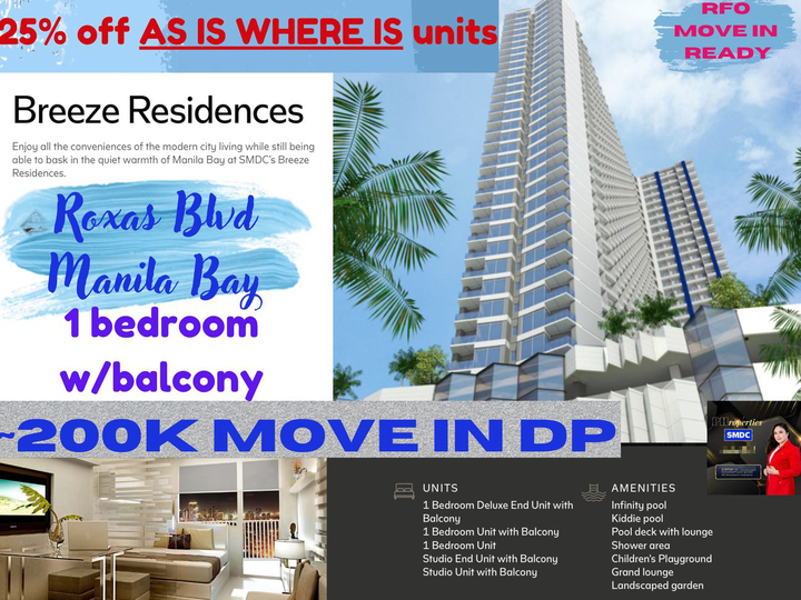 As is where is 25% off 1-bedroom Residential Condo Rent-to-own in Manila Bay Roxas Blvd