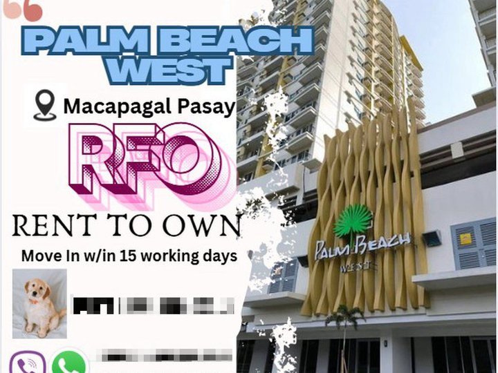 2br condominium in macapagal pasay palm beach west ready for occupancy rent to own