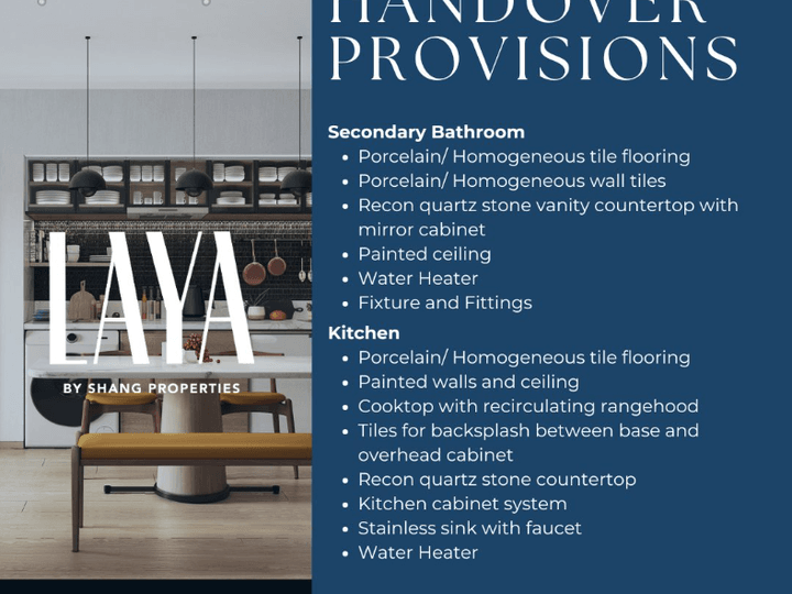 1BR Condo With High-Quality Handover Provisions For Sale - LAYA By Shang, Pasig City