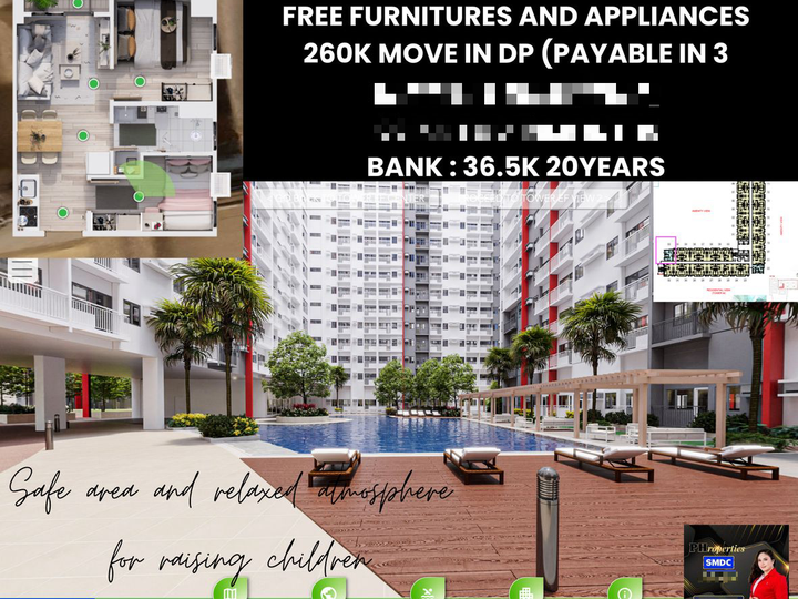 AMENITY view 2 BR END UNIT WITH BALCONY BLOOM RESIDENCES, SUCAT PARANAQUE