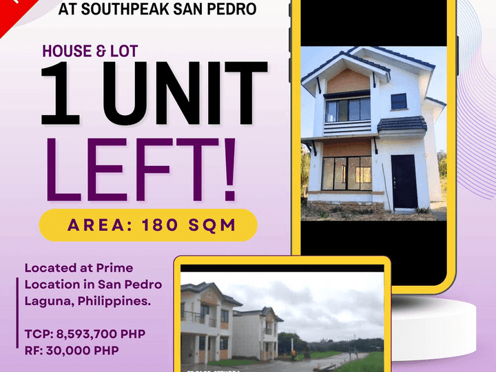 1 UNIT LEFT AT CALAMBA LAGUNA- HOUSE & LOT-3BR-3T&B-CARPORT- BIG LOT 180SQM