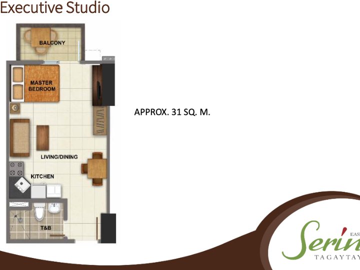 RFO Executive Studio Condo for Sale Serin East Tagaytay: Move-IN Now Promo;10%DP; BPI Bank Financing