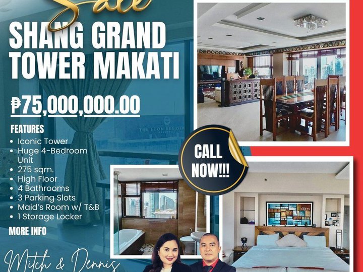 275.00 sqm 4-bedroom Condo For Sale in Shang Grand Tower Makati