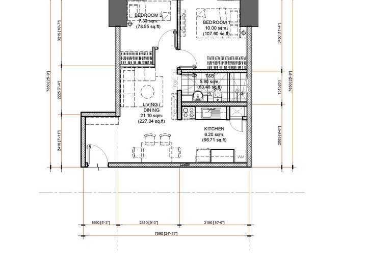 2-BEDROOM CONDO 58.50 SQM IN LAS PIÑAS BESIDE ROBINSONS|SM CENTER