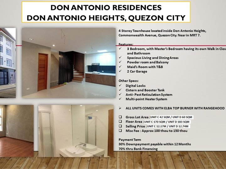 4-bedroom Townhouse w/ 2 carpark For Sale in Quezon City