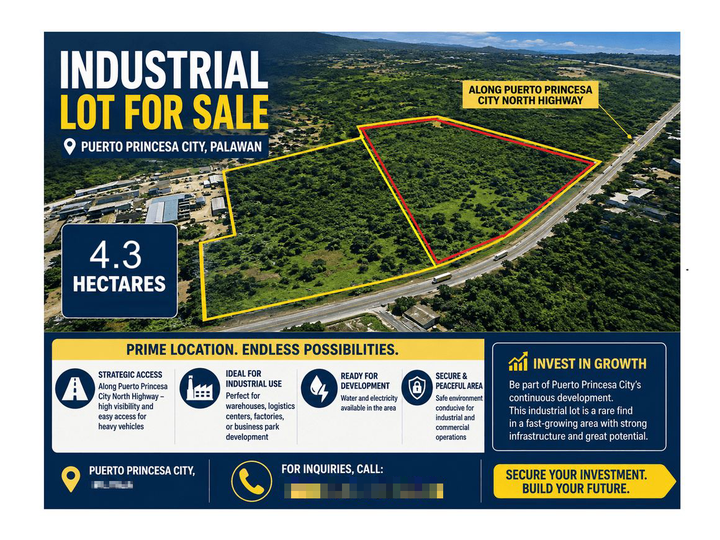 4.3 Hectare Industrial-Commercial Property for Sale in Puerto Princesa
