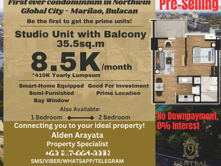 Pre-selling 35.50 sqm Studio Condo For Sale in Marilao Bulacan