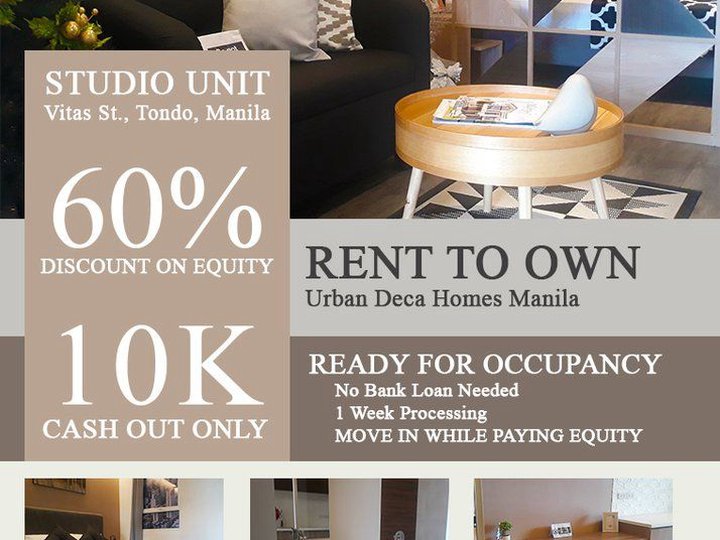 Affordable Ready For Occupancy Rent-Own Studio 10K LIPAT AGAD @ MANILA