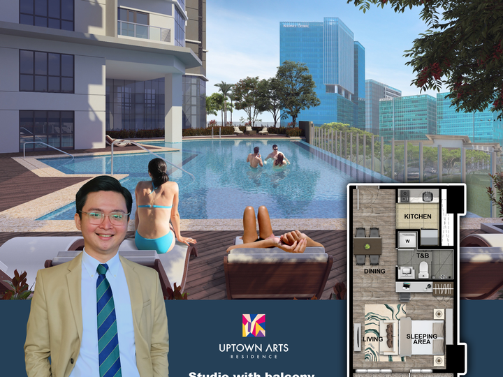 Studio with balcony Uptown Arts Preseling Bgc condo for sale Taguig