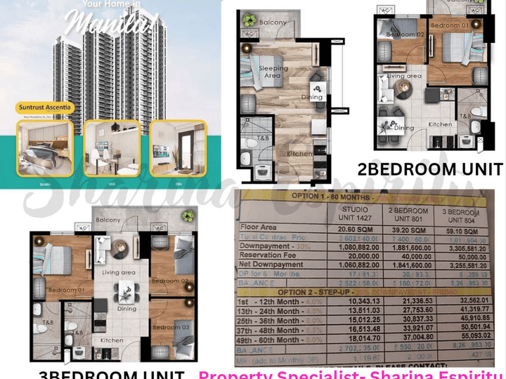 57.20 sqm 3-bedroom Condo For Sale in Manila Metro Manila