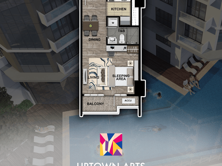 Preselling Studio with balcony Uptown Arts condo for sale Bgc The Fort