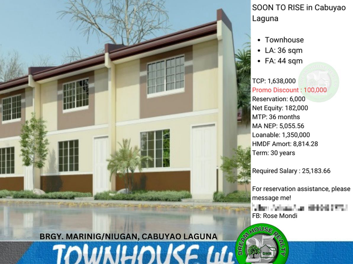 Whistler Village with 2-bedrooms Townhouse For Sale thru Pag-IBIG in Cabuyao Laguna