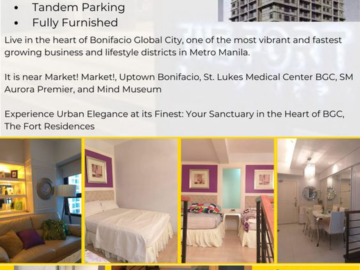 For Sale 2Br Loft type unit at The Fort Residences BGC with parking