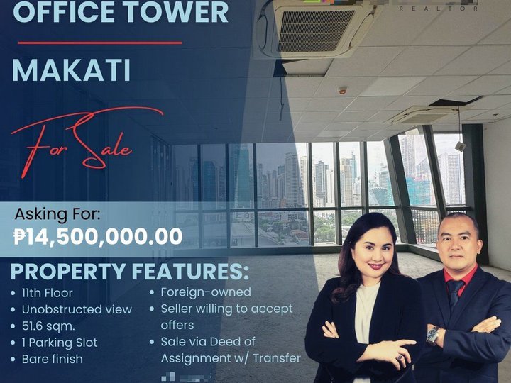 Pre-Owned Brand New Office Space For Sale with Parking Slot in Century Spire Makati