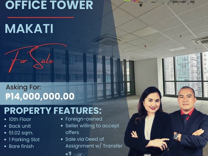 Brand New Pre-Owned Office Space For Sale with Parking Slot in Century Spire Makati