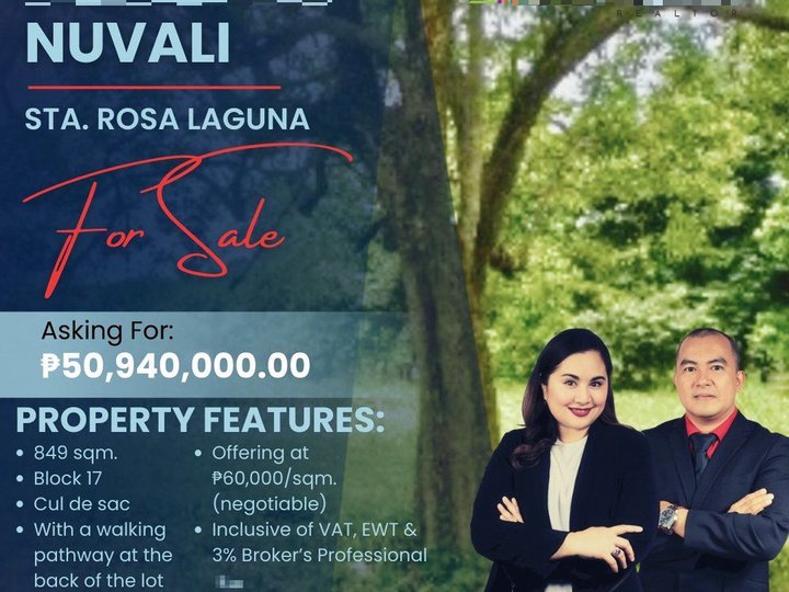 849 sqm Residential Lot For Sale in Abrio, Nuvali Santa Rosa Laguna