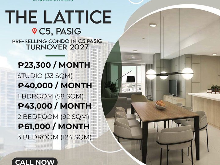 Pre-selling Condominium in C5 Pasig | The Lattice at Parklinks | 1 BR