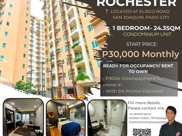 24.30 sqm 1-bedroom Condo For Sale at The Rochester in Pasig Metro Manila
