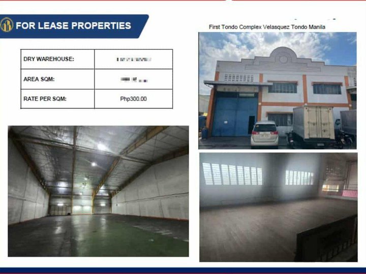 Warehouse Space For Lease in Velasquez Tondo Manila 770 sqm