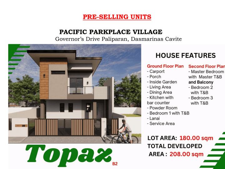 IC-Pacific Parkplace / Topaz 4-bedroom Single Detached House & Lot For Sale in Dasmarinas Cavite