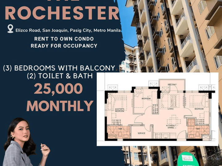 3BR WITH BALCONY RENT TO OWN | READY FOR MOVE IN