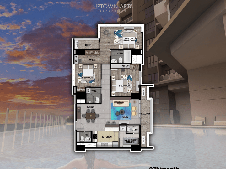 3 bedroom Uptown Arts Residence Bgc condo for sale Taguig City