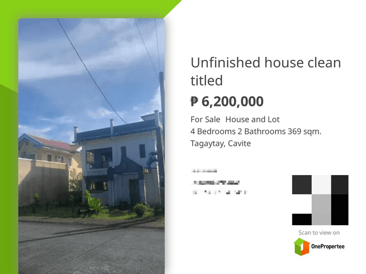 House & lot unfinished house