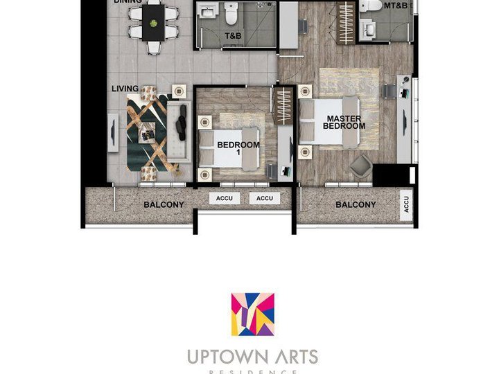 98.50 sqm 2-bedroom Uptown Arts Residence Residential Condo For Sale in BGC Taguig