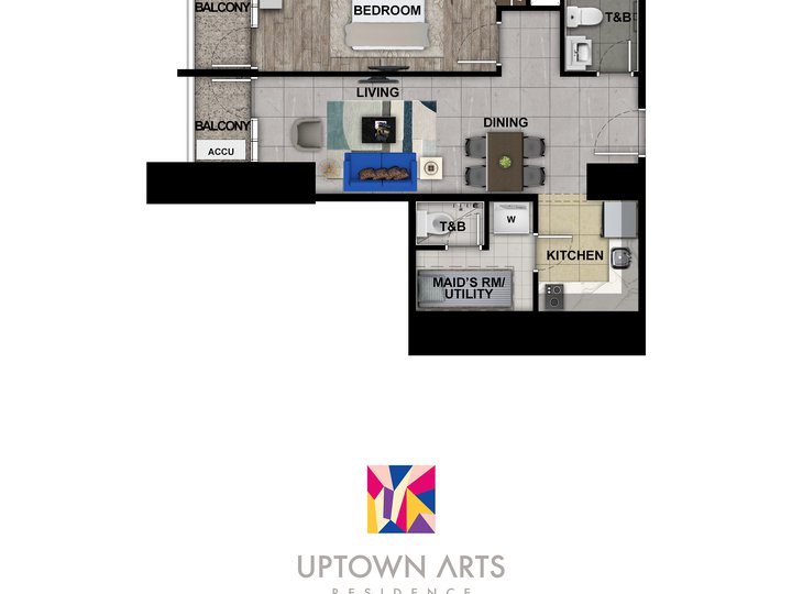 65.00 sqm 1-bedroom Uptown Arts Residence Residential Condo For Sale in BGC Taguig